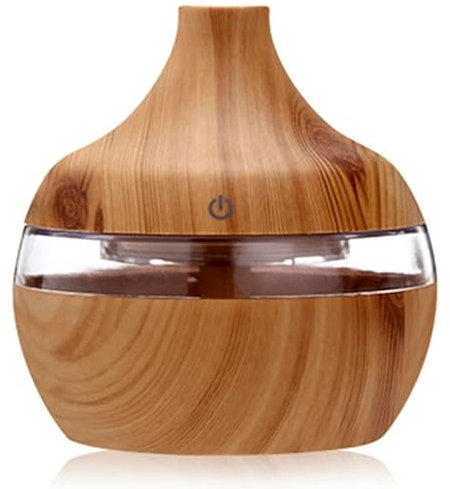 300ml Essential Oil Diffusers, Aromatherapy Diffuser Oil Humidifiers for Home, Aroma Diffuser for Room, Vaporizer Humidifier Oil 7 Colors LED Light Room Fresheners for Home (Brown)