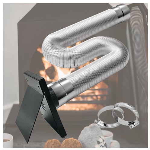 2 in Pellet Stove Vent Pipe Kit,Outside Fresh Air Intake Pipe Vent Kit for Corn and Pellet Wood Stove,with Wall Plate Screen,2X 60Aluminum Pipe and 2 Screw Clamps, Rain Proof