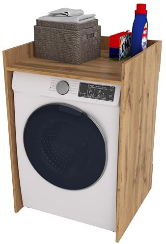 defiPad Waschmaschinenschrank für Waschmaschine oder Wäschetrockner | Stylisch und praktisch Waschmaschine Trockner Schrank | Waschmaschinenregal | Waschmaschinenüberbau | 66x97x50 cm (Premium Eiche)