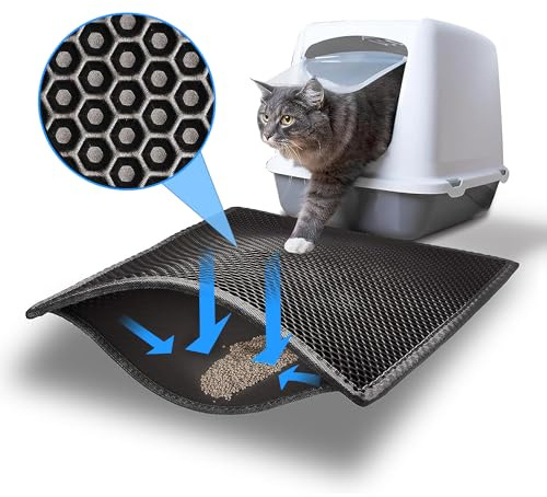JAADU Tappetino Lettiera Gatto,60×45 cm Doppio Strato a Nido D'ape con Materiale EVA Impermeabile,Tappetino Lettiera GattoAntiscivolo e Anti-perdite,Non Tossico, Facile da Pulire