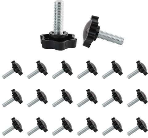 FIHODONE 20 Pièces Vis M8, Bouton de Serrage 30mm, Boutons de Serrage à Filetage Moleté à Main, Vis à Tête Étoile en Plastique avec Poignée Mécanique Réglable, pour Machine Industrie Équipement