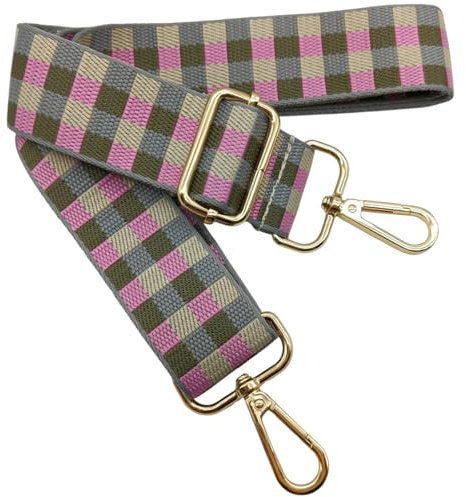 Correa de Hombro Ajustable para Mujer Gris Rosa, 80-130cm Correa de Reemplazo Bolso Colorida para Mujer con Hebilla de Oro Correa Ancha para Bolso para Piel, Monedero, Cruzados, 3.8cm, 1512