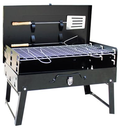 Barbecue portatile pieghevole a carbonella | forno per barbecue da esterno | griglia compatta per barbecue per campeggio, picnic, escursioni e cucina all'aperto – barbecue a carbonella facile da