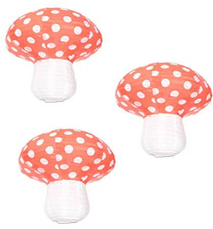 DOITOOL 3pcs Mushroom Shape Hanging Paper Lanterns 20cm Decorative 3d Scene Lanterns for Party and Festival Decorations
