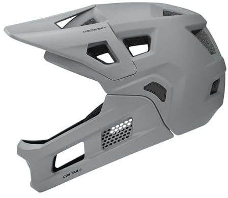 F Fityle Casco da Mountain Bike Casco da Bicicletta per Adulti Leggero con mentoniera Staccabile Casco da Ciclismo Integrale Traspirante, Grigio