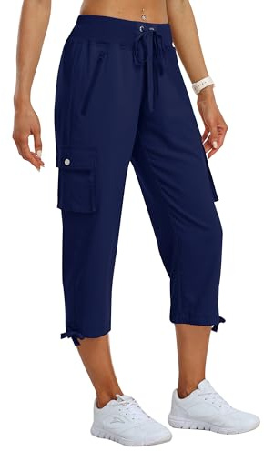 MoFiz Women's Hiking Cargo Shorts Summer 3/4 Trousers Walking Capri Pants | Breathable, Quick Dry, Outdoor Shorts, Capris Cargo Pants,Camping, Jogging, Sports, Travel, Casual, Cropped Trousers.