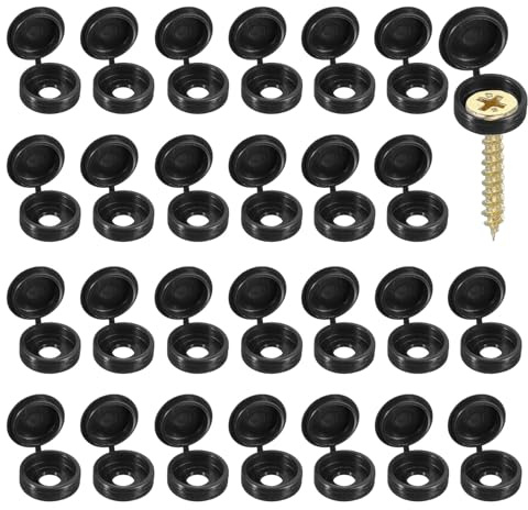 YELARXI Screw Snap Covers, M6 Plastic Hinged Screw Cover Caps Shutter Screws Fold Snap Washer - Fitting for (Windows/Railings/Home Furniture/Cabinets), 6mm & 120 Pack & Black