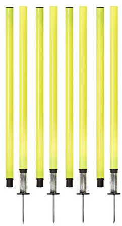 Champion Sports Outdoor Sports Agility Pole Set, 4 Rubber Bases with 12 PVC Poles, 66 Inches, Yellow