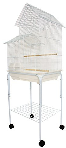 YML 1/2 Bar Spacing Villa Top Bird Cage with Stand, 20 x 16/Small, White