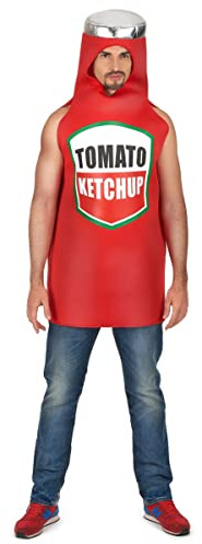 DEGUISE TOI - Déguisement ketchup Adulte - Combinaison - Taille Unique - Rouge - Déguisements adultes - 100% polyester - Lavage à la main - Carnaval