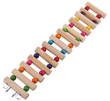 3Sizes Pet Hanging Ladder Hamster Stairs Wooden Suspension Bridge Steps Stairs Climbing Swing Climbing Ladder Bridge Bird Hamster Rodent Toys Supplies Handing Cage Decor(13 Steps)