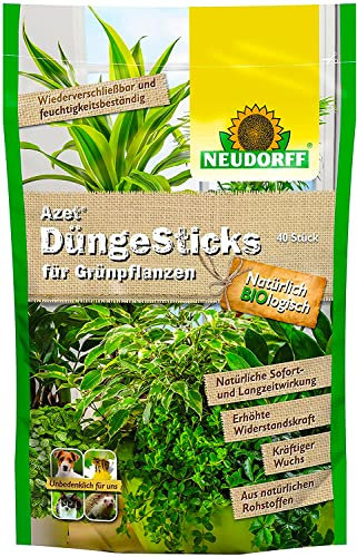 00278 Neudorff Azet® DüngeSticks für Grünpflanzen | Biologische Düngestäbchen | Dünger Zimmerpflanzen | Düngestäbchen Zimmerpflanzen