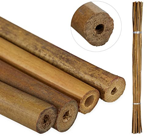 Relaxdays Tuteur pour Plante en Bambou, Lot de 40, 120 cm, Aide à la Croissance des Plantes, Déco, Tiges Bambou, Naturel