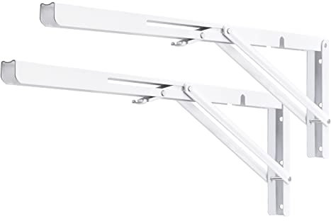 YUMORE Klappkonsole Schwerlast 500mm Regalträger Klappbar weiß - 2 Stück Metall Klappkonsolen Wand Tischhalter Klappregalhalterungen für DIY Klapp- tisch Bänke Regale Platzsparende, Max Load 330lbs