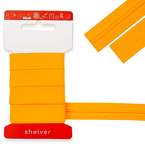 Bias Binding Tape for Sewing, Bias Tape, Bunting Tape, 20mm Single Fold, 100% Cotton, 30 Colours (Orange)