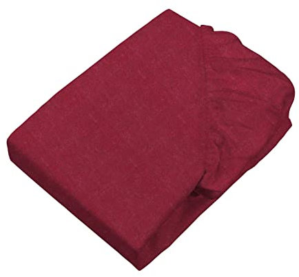 SETEX Feinbiber Spannbettlaken Melange, 140 x 200 cm großes Spannbetttuch, ca. 90% Baumwolle/ca. 10% Polyester, Bettlaken in Dunkelrot