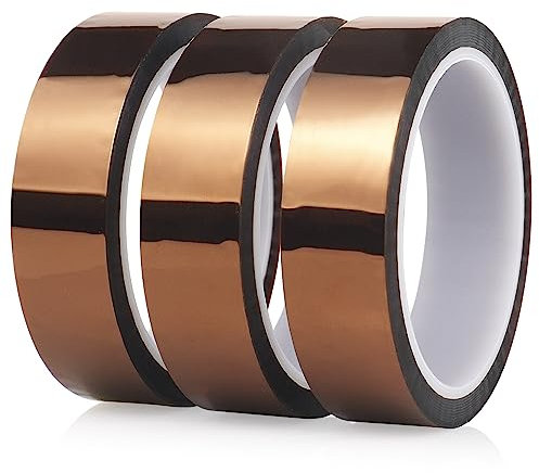 BOMEI PACK 3 Rollen 25mmx33m Hitzebeständiges Polyimid Klebeband Starker Kleber Hitzebeständig bis zu 260°C
