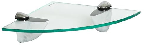 Harbour Housewares 1x Klar 20cm Schwebendes Eckregal aus Glas - Badezimmer Dusche Küche Regale Lagerung Anzeigeeinheit mit Silberne Klammern