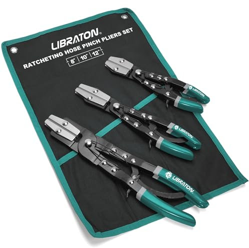 LIBRATON Pinze a cricchetto per tubi flessibili - Set di 3 pezzi, strumento per radiatore, 20,3-30,5 cm, flessibile, custodia inclusa