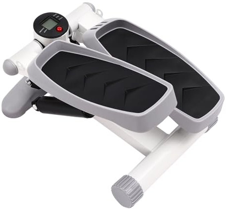 Mini stepper portatile per la casa con 2 fasce di resistenza, altezza regolabile, per fitness, stepper, con indicatore LED, macchina per esercizio, macchina per il fitness, capacità 150 kg (grigio)