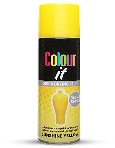 Albert Austin Spray Paint 400 ml All Purpose Spray For Wood Metal Plastic Ceramic Quick Drying Aerosol Spray Can Excellent Coverage Indoor Outdoor Use (Pack of 1, Sunshine Yellow)