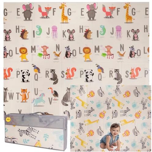 Alfombra Bebe Acolchada Plegable 150x200x1,5cm – Tapete Actividades Impermeable Reversible – Gimnasio Infantil – Manta Juegos y Regalo Ideal – Parque Infantil Bebé – Tapete Bebé – Colchoneta Suelo