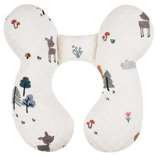 Blublu Park Cuscino per il collo del bambino da viaggio, cuscino per seggiolino auto per bambini, aggiornamento, cotone, cuscino di supporto per passeggino, buttafuori, passeggino, supporto testa e
