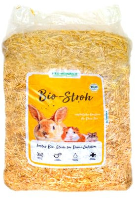 Heu-Heinrich® Paille bio du parc naturel de la forêt de Thuringe - Litière pour écurie ou enclos - Pour rongeurs, lapins, cochons d'Inde, hamsters, souris, tortues et autres petits animaux (4 kg)
