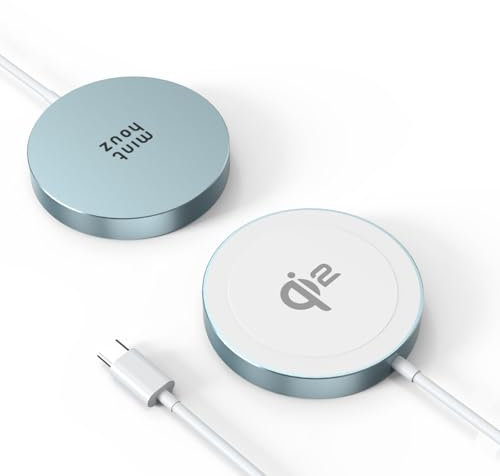 Minthouz - Caricatore wireless magnetico Qi2, 15 W, ricarica rapida per iPhone, tappetino di ricarica wireless Mag Safe per iPhone serie 16/15/14/13/12, AirPods e dispositivi abilitati Qi (senza
