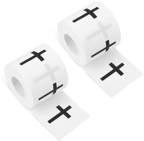 2 Rollos de Cinta Atlética Cruzada, 5cmx7m Cinta Atlética con Cruz Cristiana Bordes Dentados Cinta Deportiva de Algodón para la Muñeca para Atletas de Gimnasia en Todos los Deportes (Blanco)