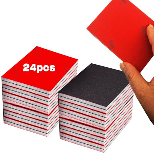 YFLeomry Schleifschwamm Set 24 Stück Schleifschwämme Körnung P400 Schleifblock Nassschleifschwamm Schleifpad Nass Trocken Schleifpapier für Holz Metall Farbe Möbel Polieren Modellbau