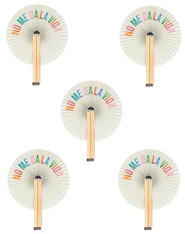 Fisura – Ventaglio pieghevole con messaggio No Me Da La Vida. Ventaglio pieghevole originale in carta. Pai pai multicolore. Dettaglio di nozze per invitati. Regalo per feste o cerimonie. 5 unità.