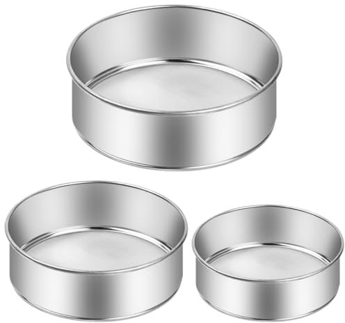 Setaccio Farina,3 Pezzi Rotondo In Acciaio Inossidabile Setaccio Farina,15cm & 20cm &25cm Setaccio Da Cucina, A Maglia Fine, Setaccio Per Glassa,Per Cucina La Farina E La Zucchero A Velo