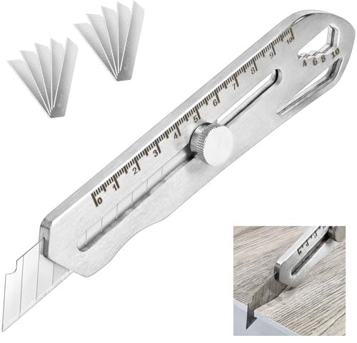 HAMOCOD Taglierino Professionale in Acciaio Inossidabile con 10 Lame di Ricambio – Cutter Multifunzionale con Scala, Taglierino di Precisione per Casa, Ufficio, Uso Scolastico