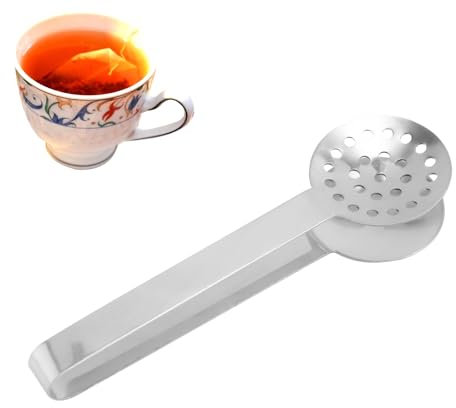 Pinze Stringi-Bustina da Tè, Accessori in Acciaio Inox Filtro Dispenser Pinza per Amanti del Tè Regali (Argento)