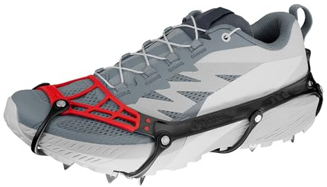 Kahtoola MICROspikes Ghost Winter Footwear Traction, Ultralight Ice Grips with 12 Spikes for Trail Running, Hiking & Walking on ICY & Mixed Terrain - Lava - Large