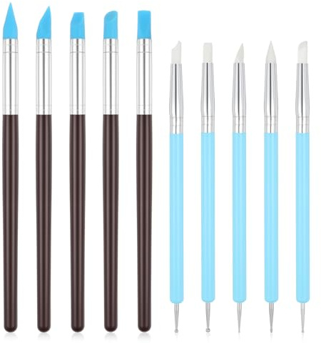 Giantree 10 Stück Pottery Modelierwerkzeug, Fondant Modellierwerkzeug, Ton Silikon Werkzeug Set Modellierpinsel Modelier Bastel Clay Werkzeuge Dotting Tool für Keramik Skulptur Malerei Nail Art