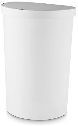 Tower Recycling Sensor Bin, Plastic, White