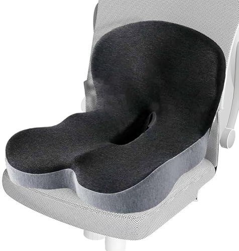 Rygg- och sittkudde: Ortopedisk stödkudde, ergonomisk skumdyna | Andningsbar tryckdesign med tvättbart lock, hållningskomfort timmar d
