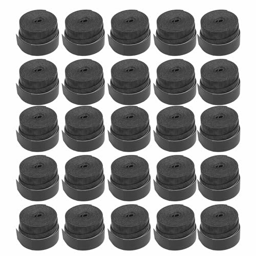 25 unidades de cinta para empuñaduras de raquetas de tenis, sobremangos para tenis y bádminton, envoltura de mango de PU súper absorbente y antideslizante para raquetas de squash, (Negra)
