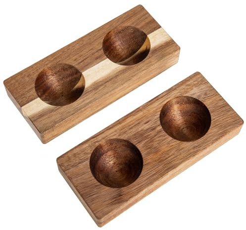 JEWEDECO Portauova Mantiene le Uova Ferme e in Legno 2 Organizer Facile da Pulire per Frigorifero e Piano Cucina