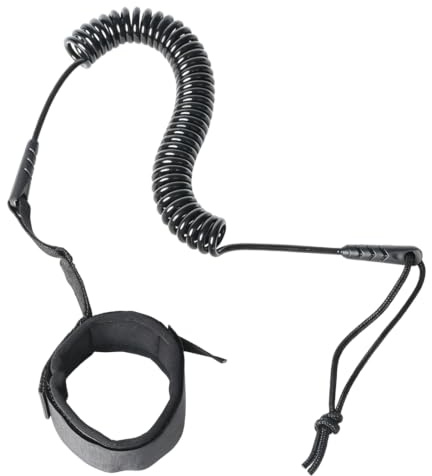 EBHO Correa SUP de 5 mm y 3 metros, Correa seguridad surf para adultos de surf, SUP en espiral, Ajustable para Stand Up Paddleboard, Kayak, Bodyboard, Longboard