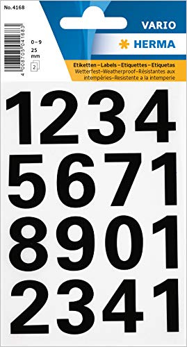 HERMA Numbers 25mm 0-9 weatherproof film black 1 sheet