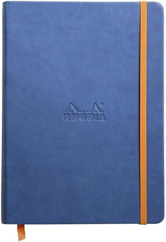 RHODIA 118748C - Saphir Rigid Notebook - A5 - Lined - 192 pages - Ivory Clairefontaine Paper 90 g/m - Bookmark, Elastic Closure - Faux Leather Cover - Rhodiarama Collection