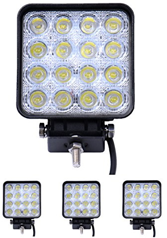 Aoklea 4X 48W 16 LEDs IP67 Flutlicht LED Arbeitsscheinwerfer Außenstrahler Offroad Lampe Zusatzscheinwerfer für Jeep SUV 12-24V