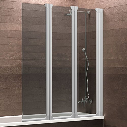 Schulte Badewannenaufsatz Duschabtrennung Badewanne Köln 3-teilig, 130x124 cm, Sicherheitsglas grau-anthrazit, Profile alu-natur