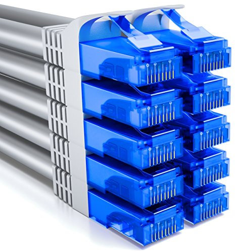 deleyCON 10x 1m CAT6 Set de Câbles Réseau - U-UTP RJ45 CAT-6 Câble LAN Câble Patch Ethernet Câble DSL Switch Routeur Modem Répéteur Panneau de Brassage - Gris