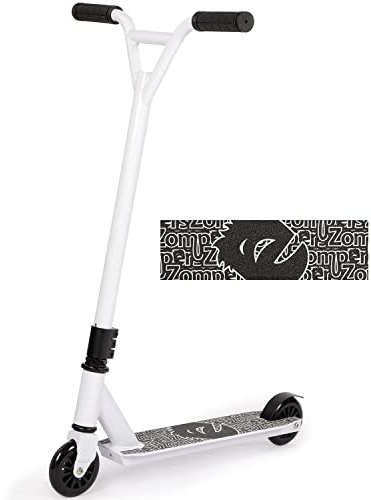 Stunt Scooter, 360 Degree Spin Handlebar Aluminum Deck Stunt Scooters, Sport Street Kick Freestyle Scooter, ABEC-9 Bearings Trick Edition for Child Age 8+, Youngster and Adult, White