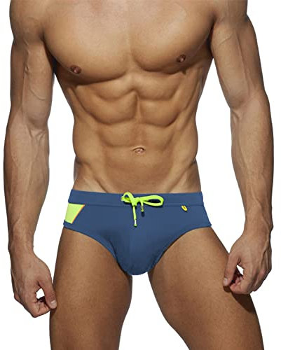 SEAUR Badehose Herren Slip Blau Eng Kurz Badeslips Männer Schwimmhose Schnell Trocknend mit Abnehmbar Pad Strand Pool Surf Swimming Swim Briefs - 2XL