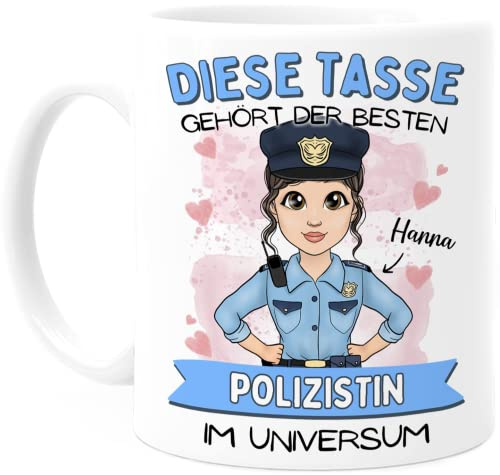 Tassenliebling® Tasse Polizistin personalisiert - Beidseitiger Druck - Beste Polizistin im Universum - Polizei Geschenke